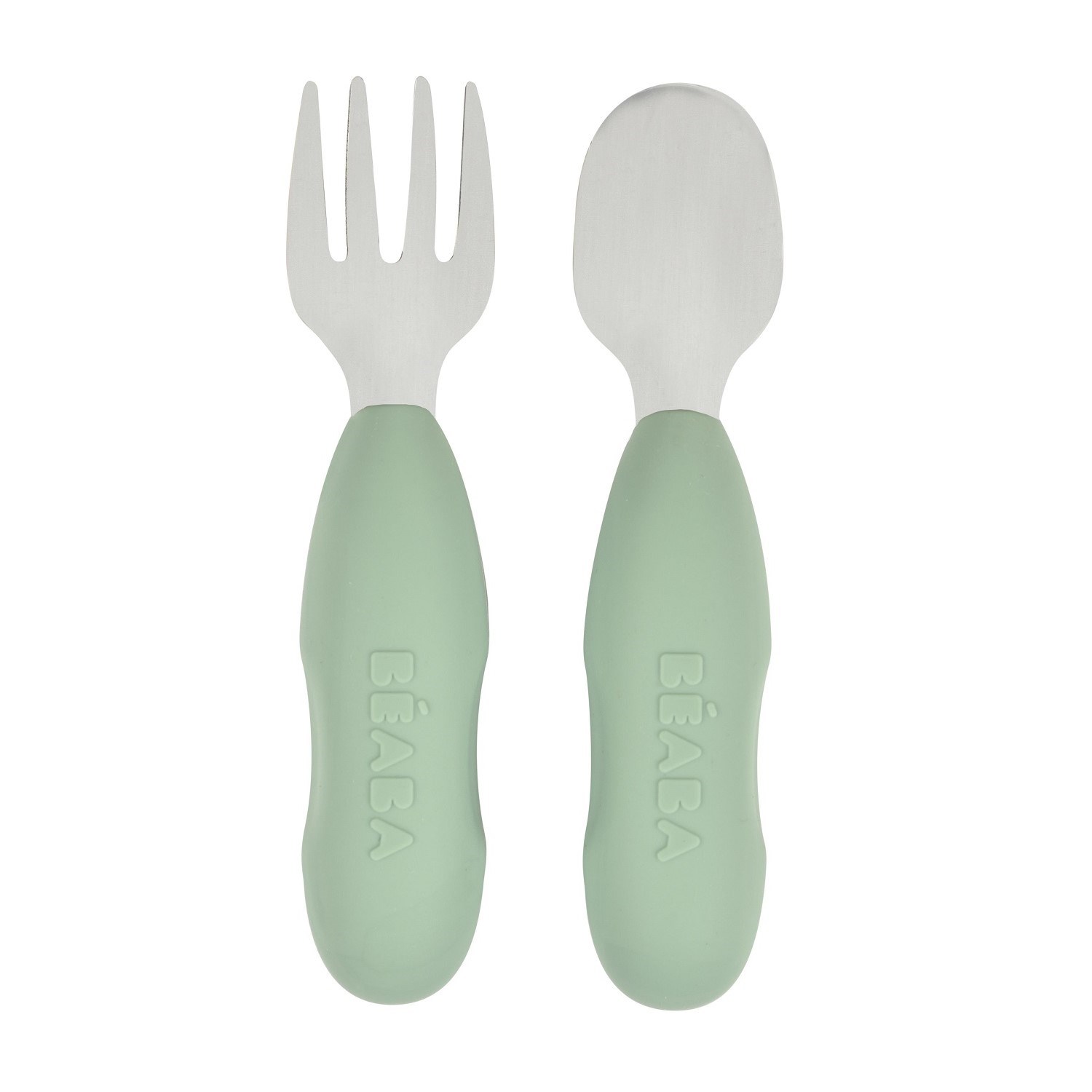 Beaba Paslanmaz Çelik Çatal Kaşık Seti,Sage Green