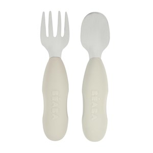 Beaba Paslanmaz Çelik Çatal Kaşık Seti, Velvet Grey
