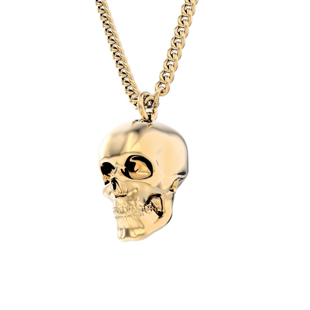 Chocli 18 Ayar Altın Kaplama Skull Kolye 