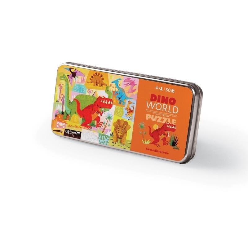 Crocodile Creek Metal Kutu Puzzle  50 Parça - Dino World 