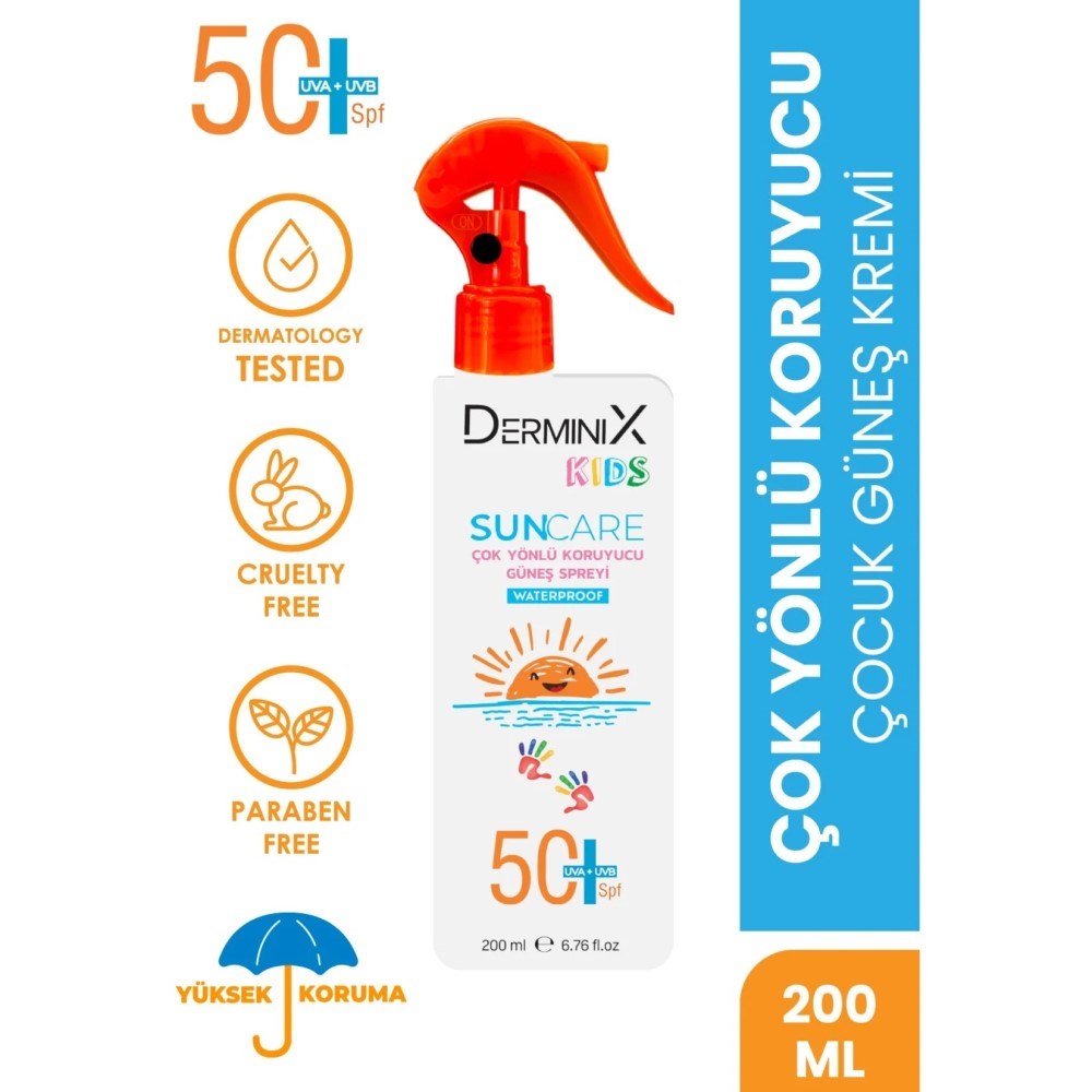Derminix Suya Dayanıklı Çocuk Güneş Kremi SPF50 UVA+UVB 200ml 