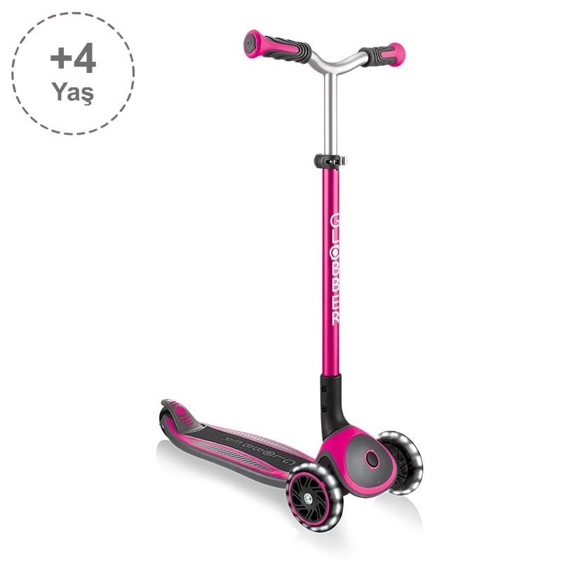 Globber Master Işıklı Katlanabilir Scooter - Pembe 4  Yaş+ 