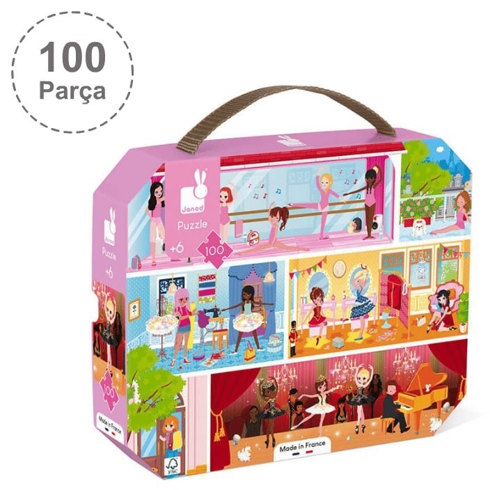 Janod 100 Parça Çantalı Puzzle - Dans Akademi 