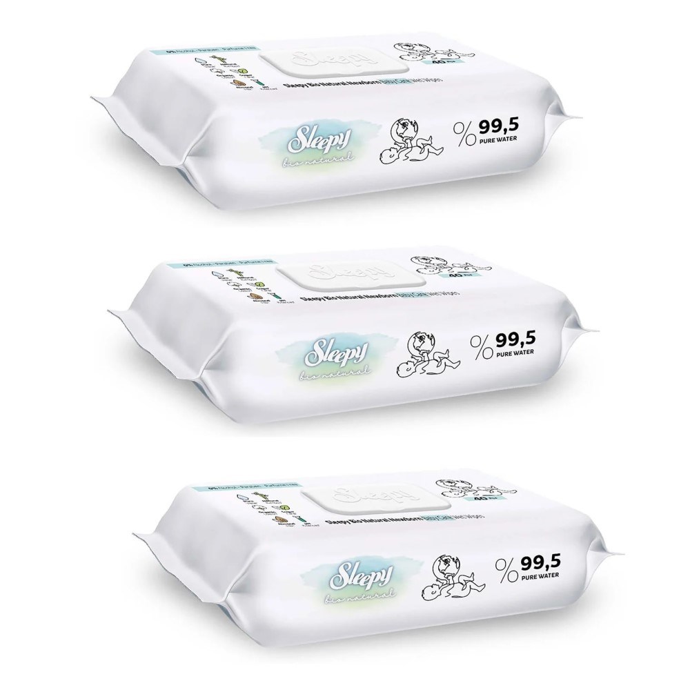 Sleepy Bio Natural Yenidoğan Islak Mendil 3x40 
