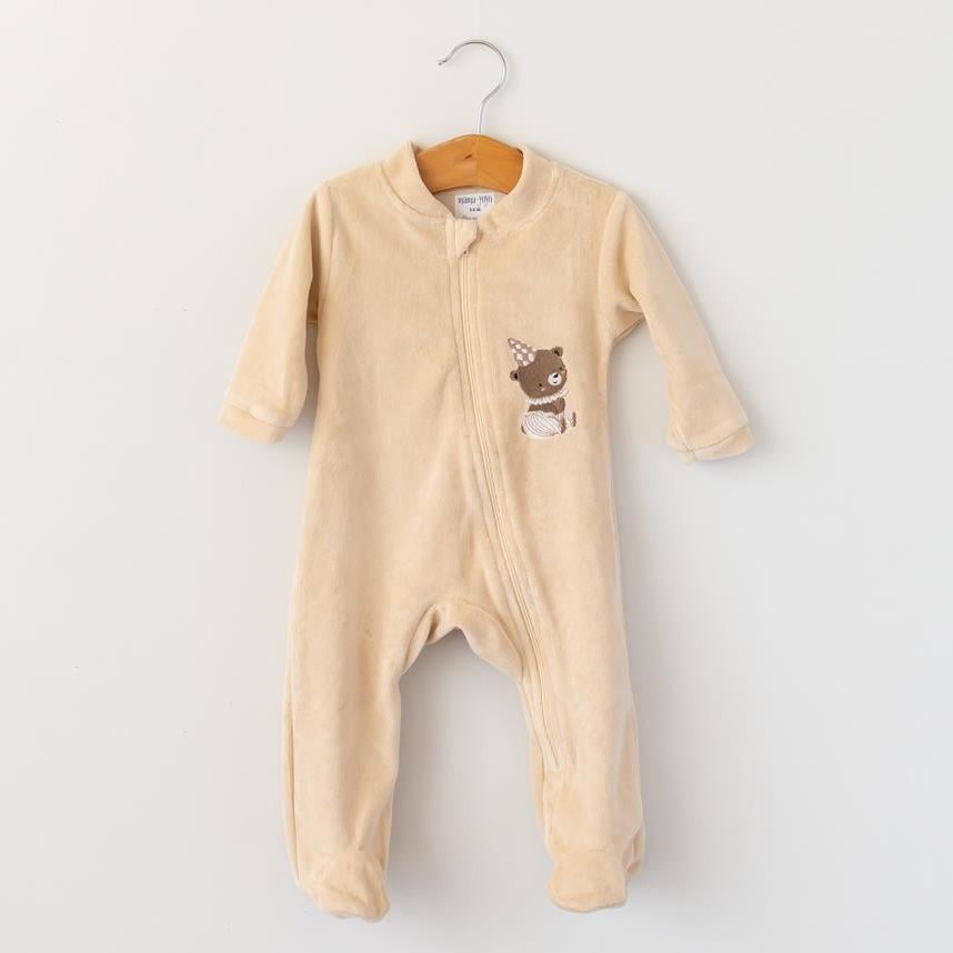 Mama Yoyo Baby Kadife Uyku Tulumu Ayıcık Nakışlı