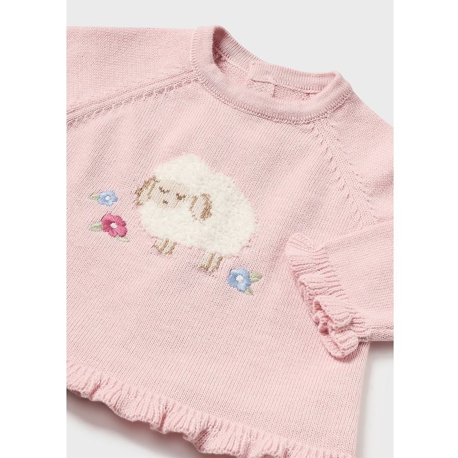 Mayoral Kışlık Kız Bebek Kazak Şort Çorap 3'lü Set Pembe