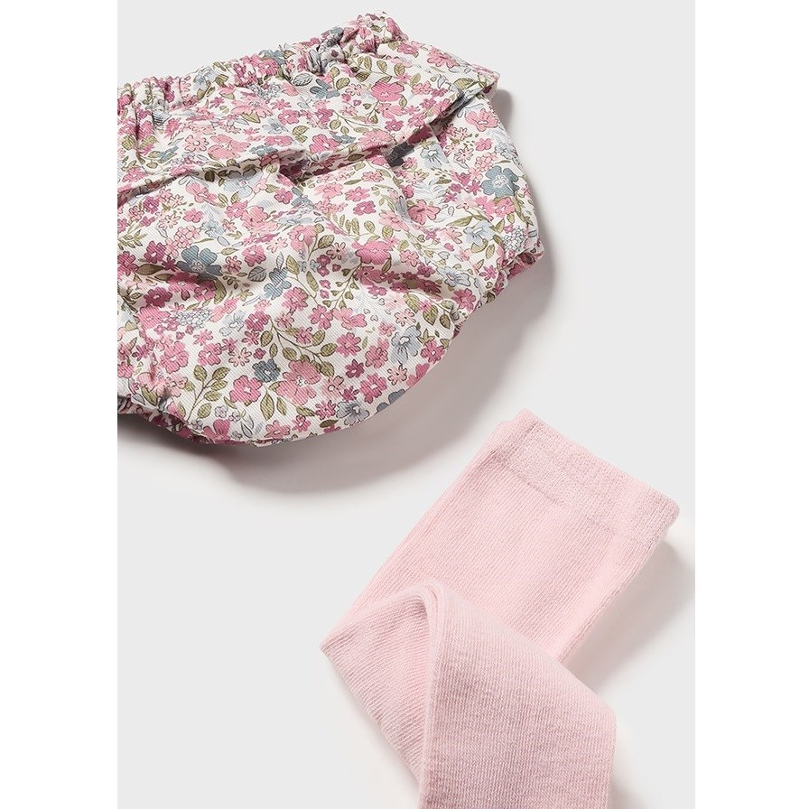 Mayoral Kışlık Kız Bebek Kazak Şort Çorap 3'lü Set Pembe
