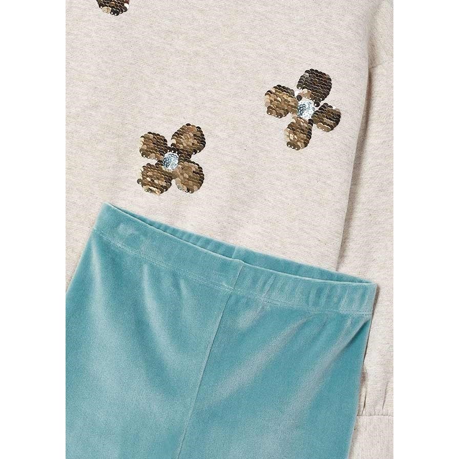 Mayoral Kışlık Kız S-shirt Tayt Set Krem