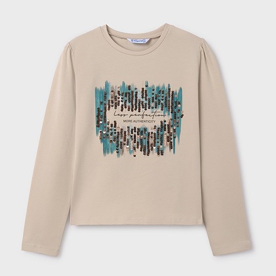 Mayoral Kışlık Kız Uzun Kol T-shirt Krem