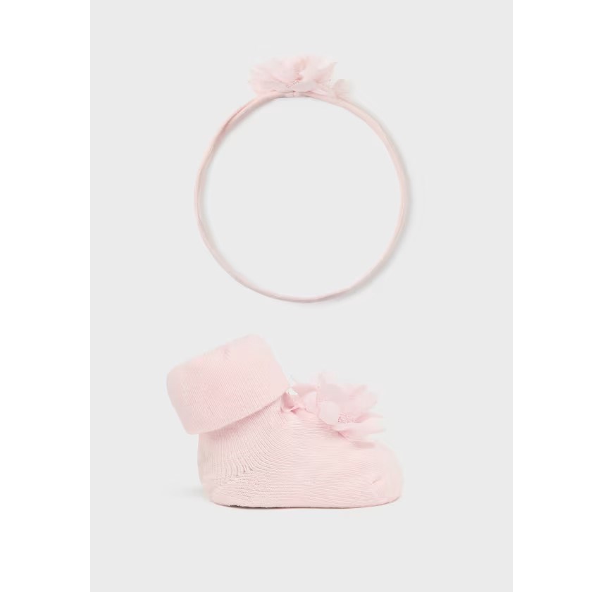 Mayoral Kışlık Kız Bebek Bandana Çorap Set Pembe