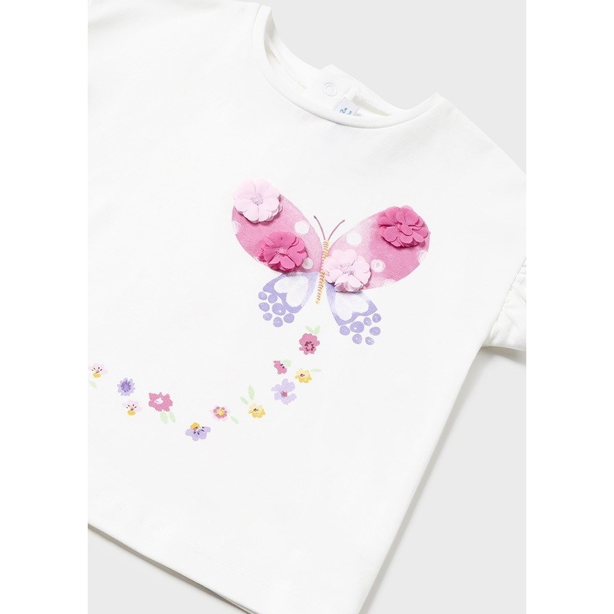 Mayoral Yazlık Kız Bebek Kısa Kol T-shirt Beyaz