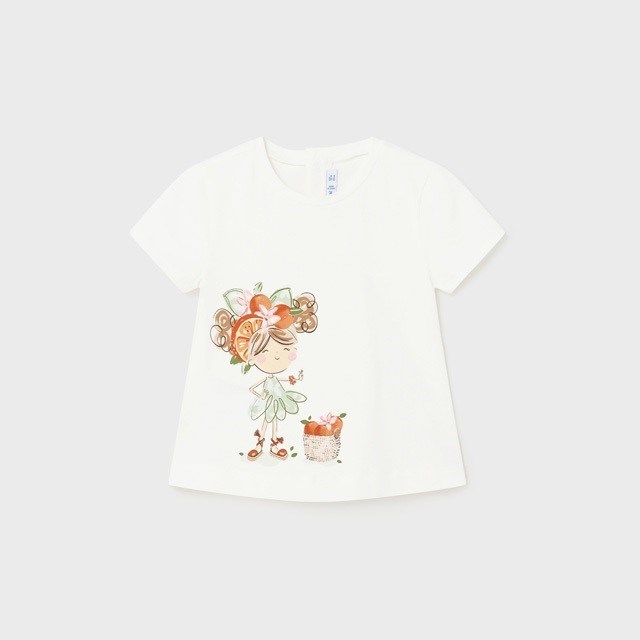 Mayoral Yazlık Kız Bebek Kısa Kol T-shirt Beyaz