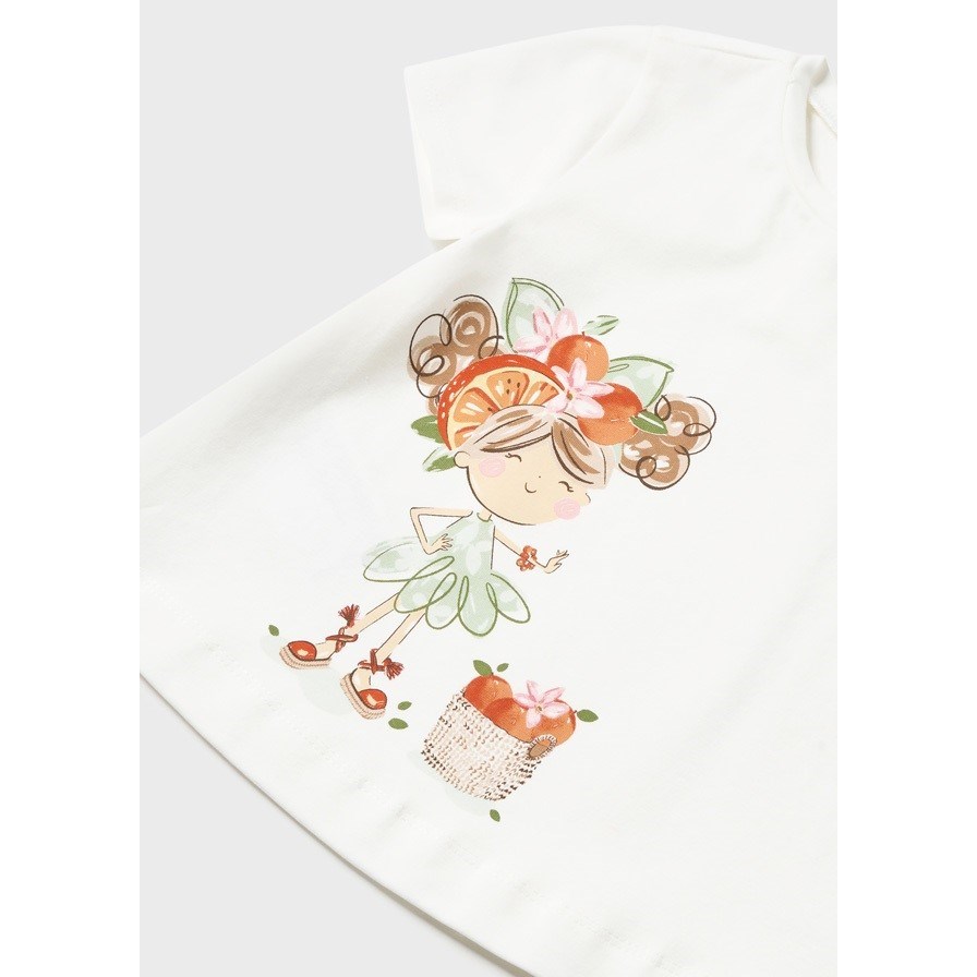 Mayoral Yazlık Kız Bebek Kısa Kol T-shirt Beyaz