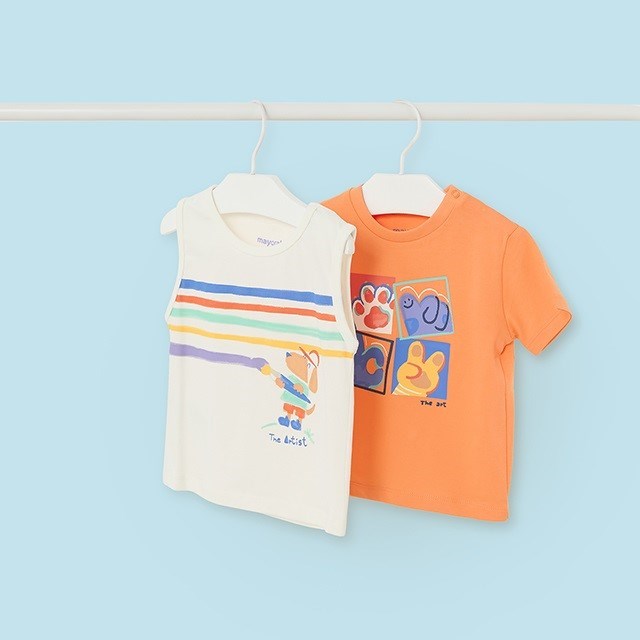 Mayoral Yazlık Erkek Bebek Kısa Kol T-shirt 2'li Set Turuncu