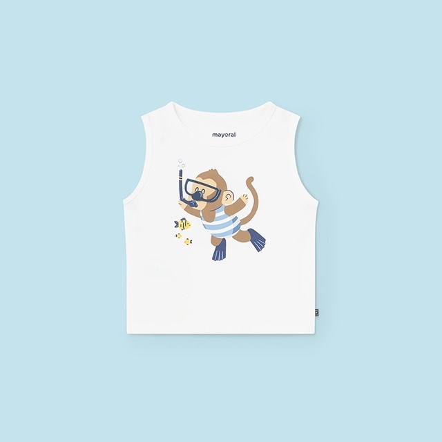 Mayoral Yazlık Erkek Bebek Kolsuz T-shirt Beyaz