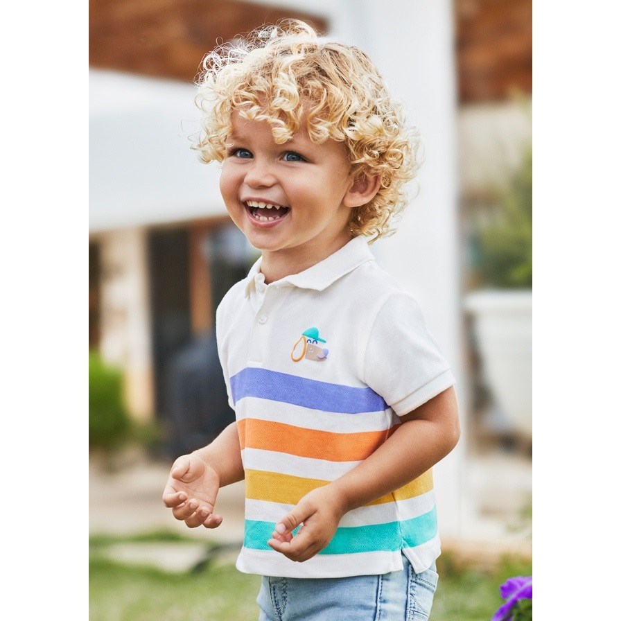 Mayoral Yazlık Erkek Bebek Kısa Kol Polo T-shirt Beyaz