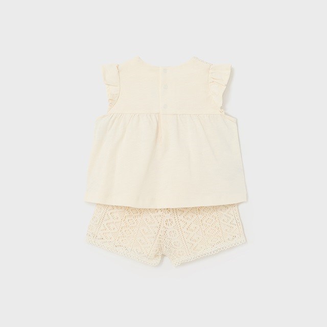 Mayoral Yazlık Kız Bebek Bluz Şort Set Beyaz