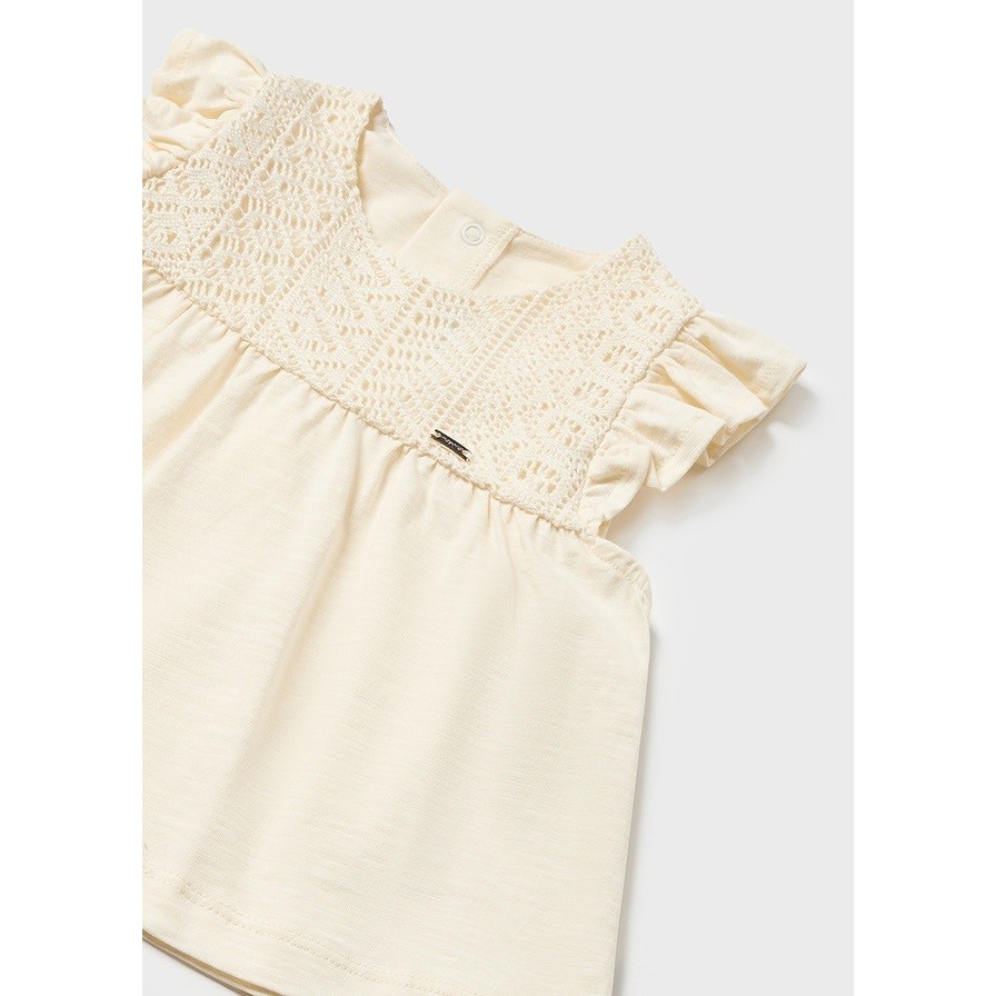 Mayoral Yazlık Kız Bebek Bluz Şort Set Beyaz