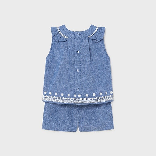 Mayoral Yazlık Kız Bebek Bluz Şort Set Mavi