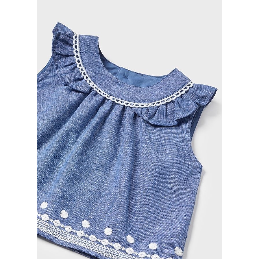 Mayoral Yazlık Kız Bebek Bluz Şort Set Mavi
