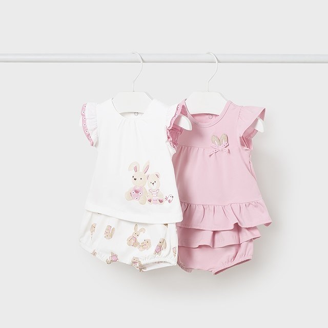 Mayoral Yazlık Kız Bebek Bluz Şort 4'lü Set Pembe
