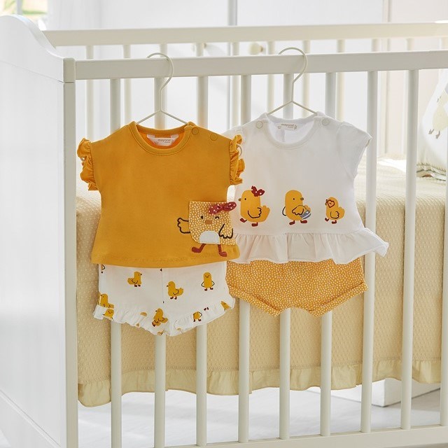 Mayoral Yazlık Kız Bebek Bluz Şort 4'lü Set Sarı
