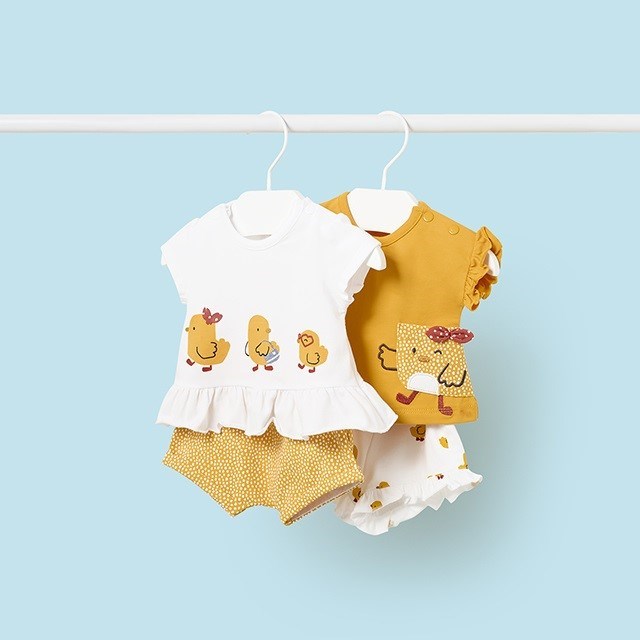 Mayoral Yazlık Kız Bebek Bluz Şort 4'lü Set Sarı