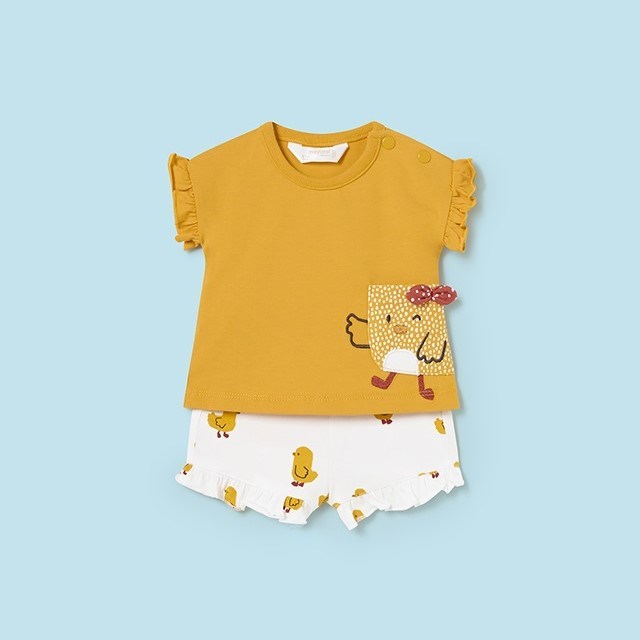 Mayoral Yazlık Kız Bebek Bluz Şort 4'lü Set Sarı