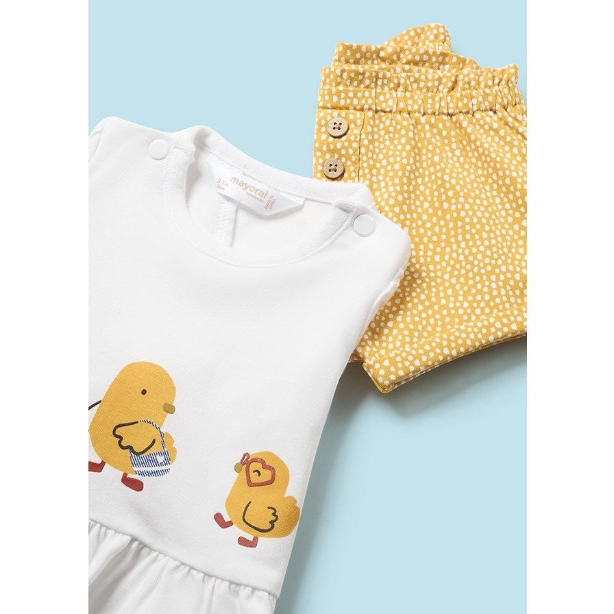 Mayoral Yazlık Kız Bebek Bluz Şort 4'lü Set Sarı