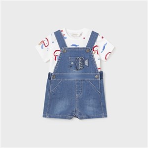 Mayoral Yazlık Erkek Bebek Denim Kısa Tulum Set