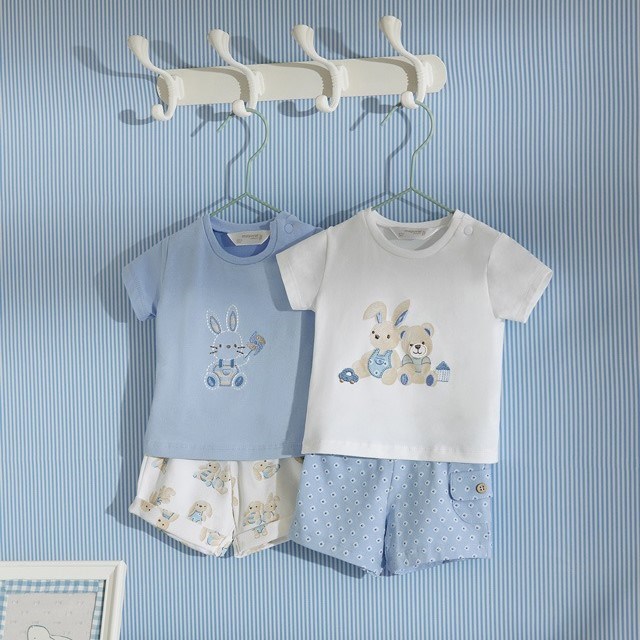 Mayoral Yazlık Erkek Bebek Bluz Şort 4'lü Set Mavi