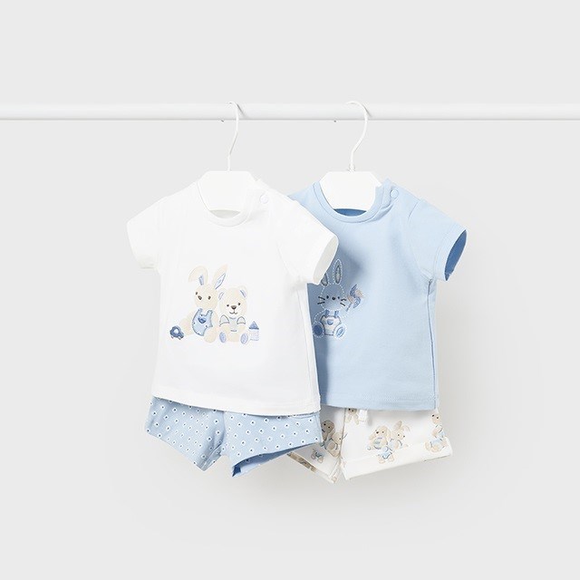 Mayoral Yazlık Erkek Bebek Bluz Şort 4'lü Set Mavi