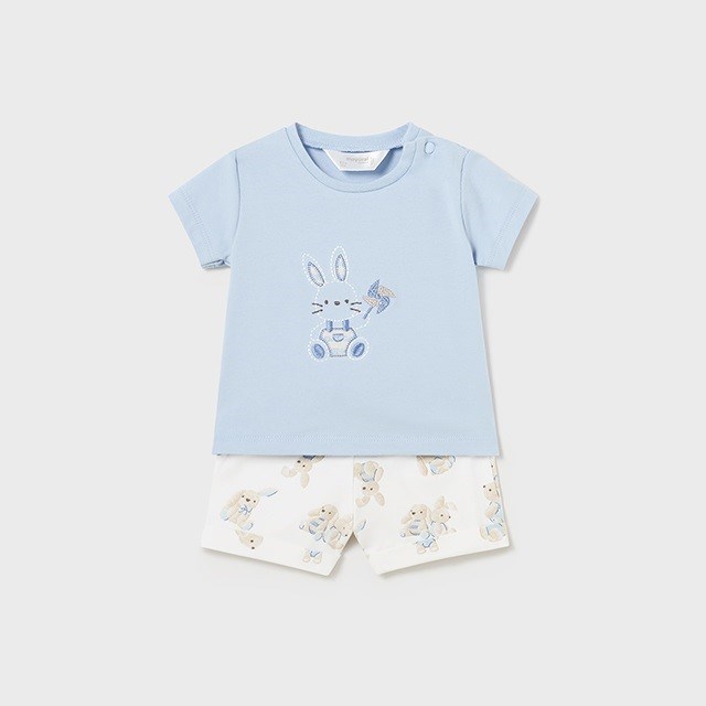 Mayoral Yazlık Erkek Bebek Bluz Şort 4'lü Set Mavi