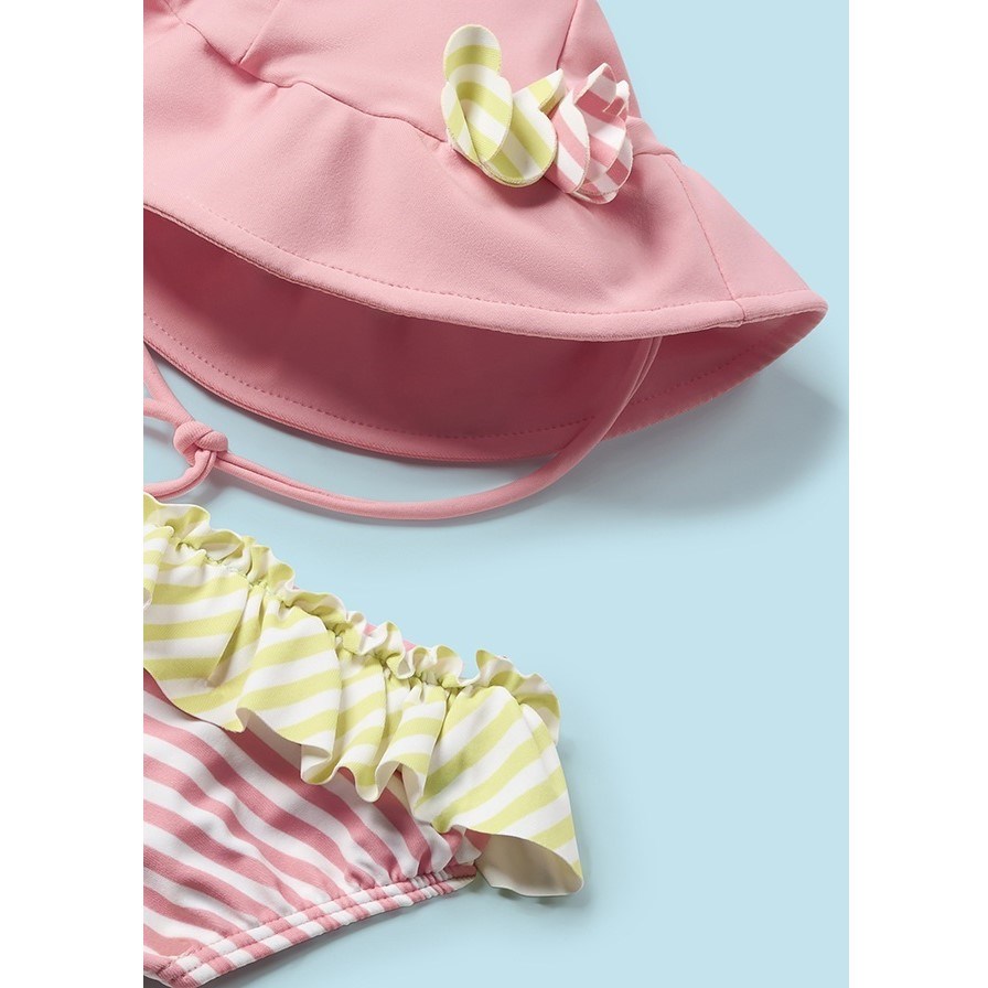 Mayoral Yazlık Kız Bebek T-shirt Mayo Şapka Set Pembe