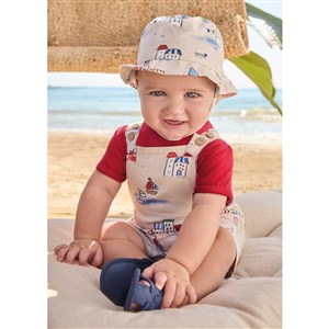 Mayoral Yazlık Erkek Bebek Bluz Kısa Tulum Şapka Set