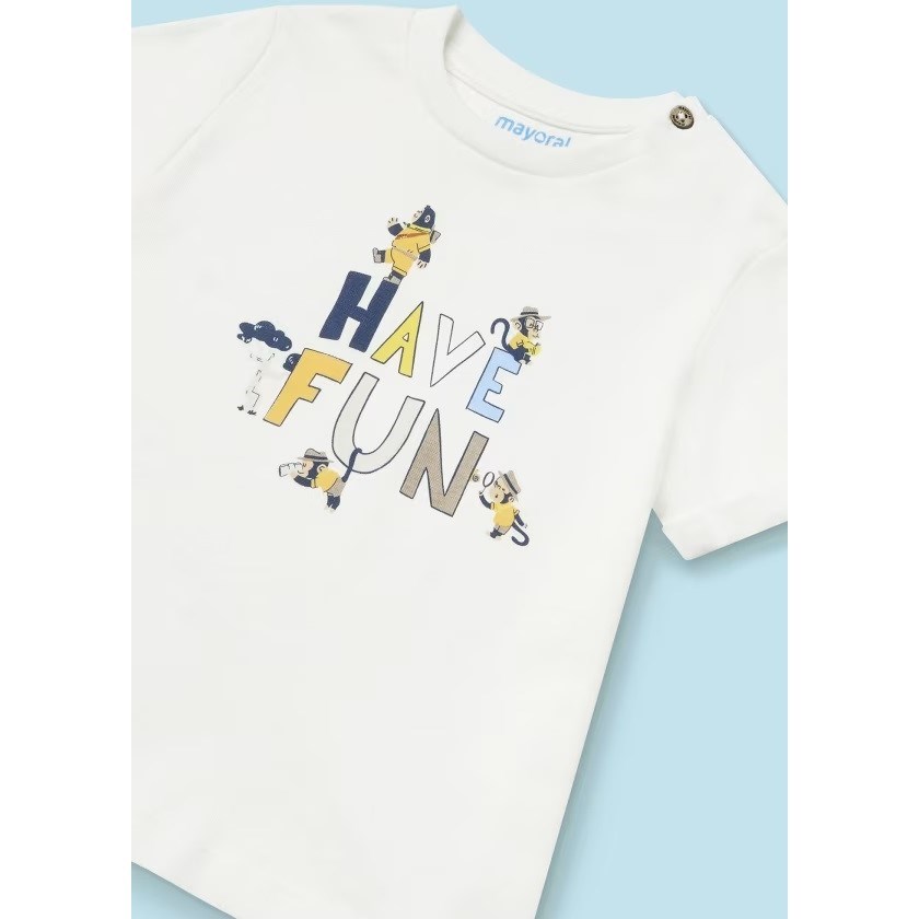Mayoral Yazlık Erkek Bebek T-shirt Şort Şapka Set Beyaz