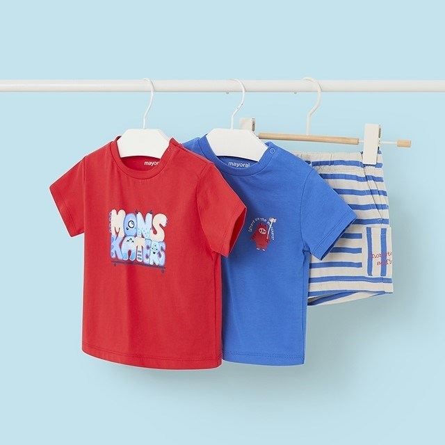 Mayoral Yazlık Erkek Bebek T-shirt Şort 3'lü Set Kırmızı