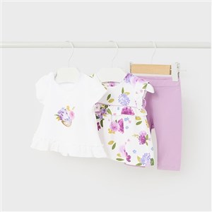 Mayoral Yazlık Kız Bebek T-shirt Tayt 3'lü Set