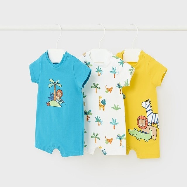 Mayoral Yazlık Erkek Bebek Kısa Tulum 3'lü Set Sarı