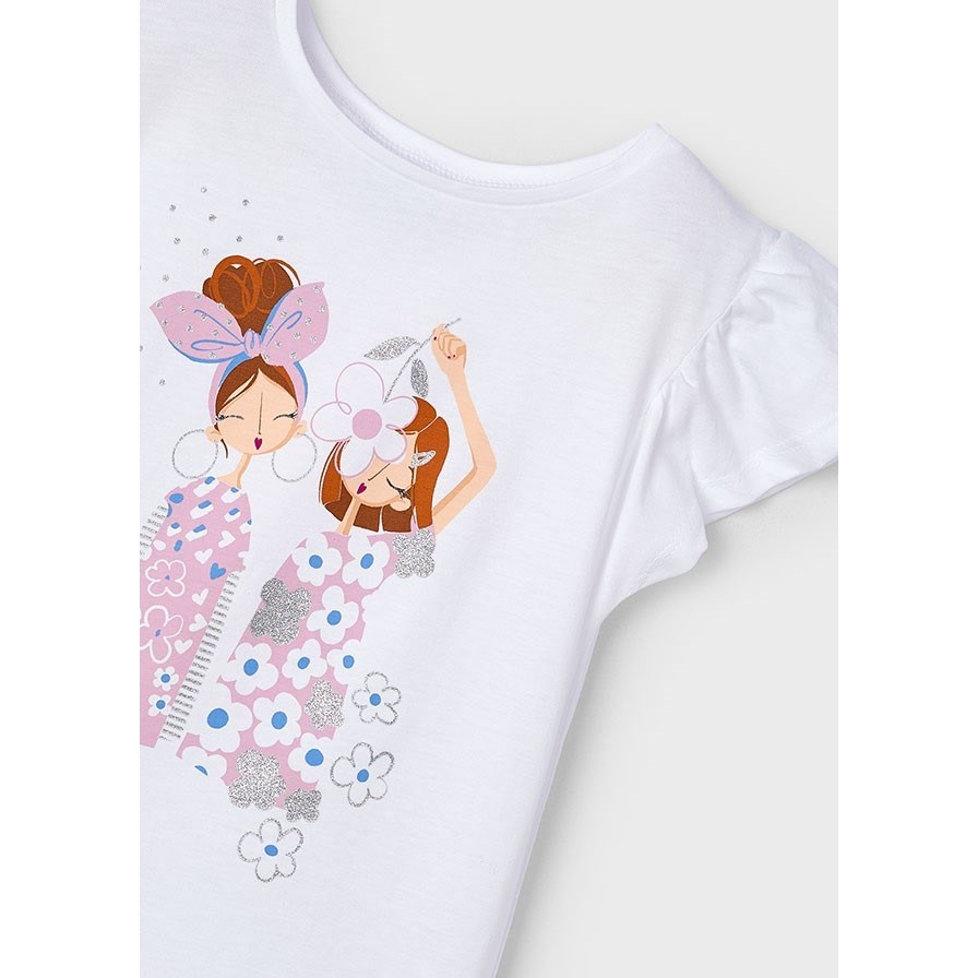 Mayoral Yazlık Kız Kısa Kol T-shirt Bandana Set Beyaz