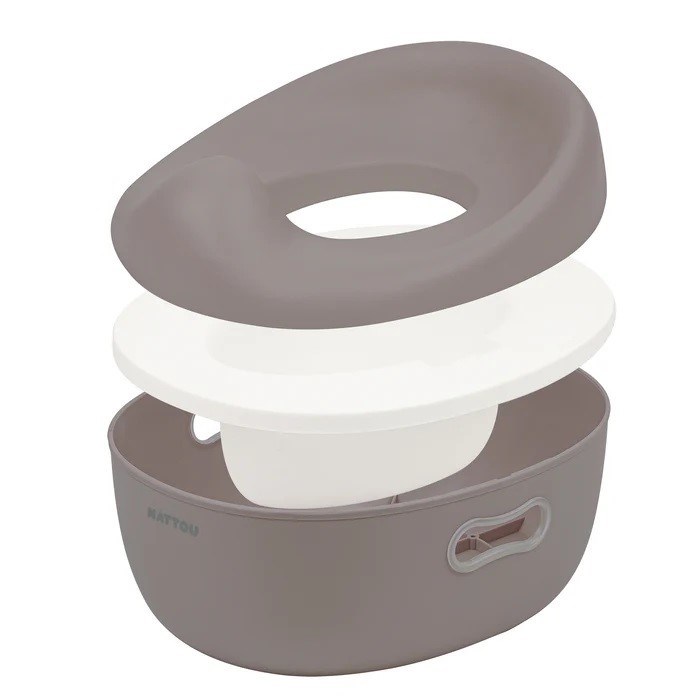 Nattou Potty Care 3 in 1 Lazımlık Oturak Ve Tuvalet Adaptörü Kahverengi 