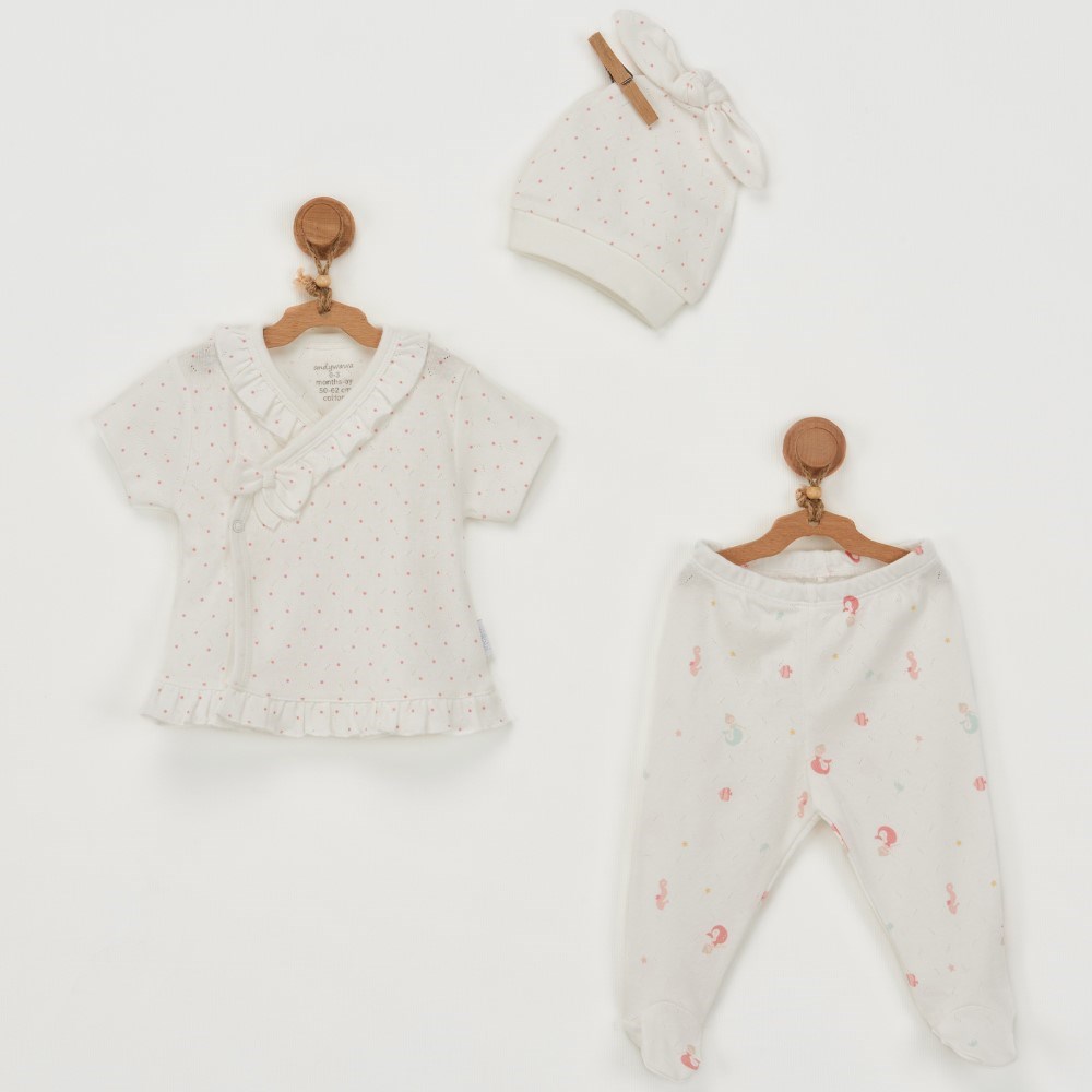 Andywawa Kız Bebek Pijama Takımı 2'li Set Beyaz