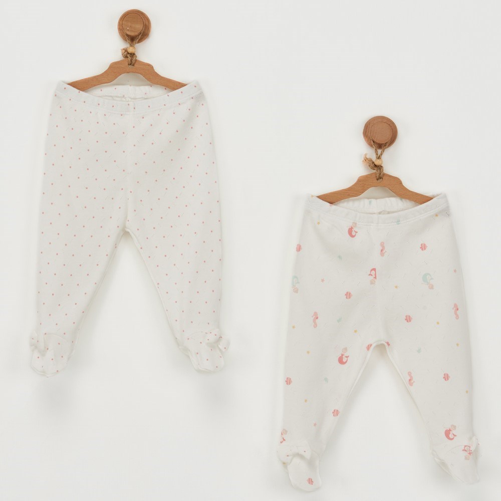 Andywawa Yazlık Kız Bebek Patikli Pantolon 2'li Set Beyaz
