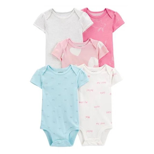 Carter's Layette Kız Bebek Kısa Kollu Body 5'li Set Pembe