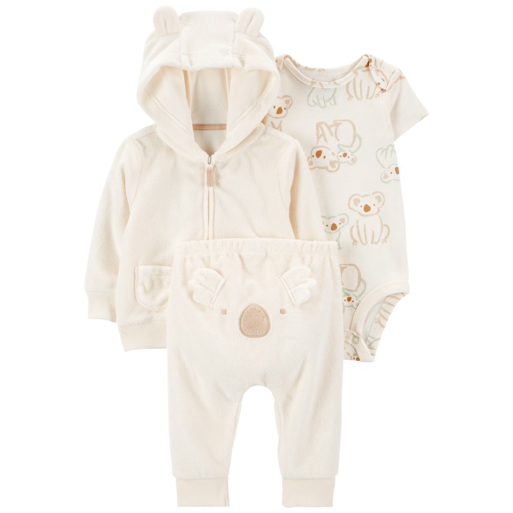 Carters Kışlık Bebek 3'lü Eşofman Set Beyaz