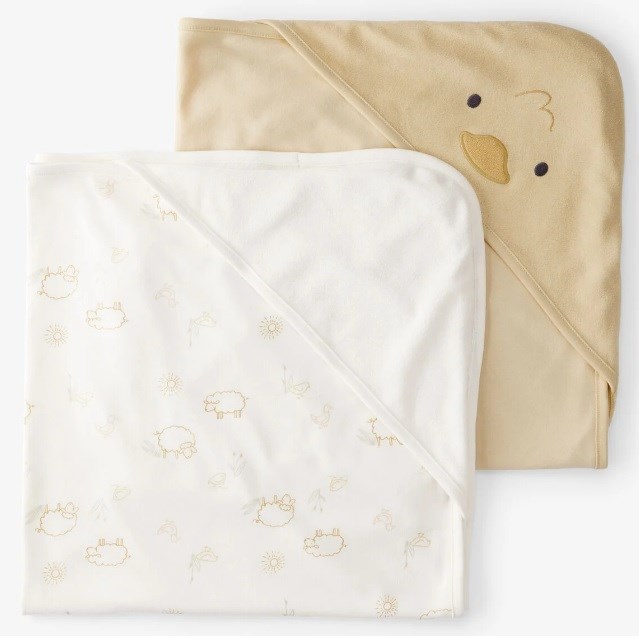 Carters Layette Bebek 2'li Banyo Havlusu Krem