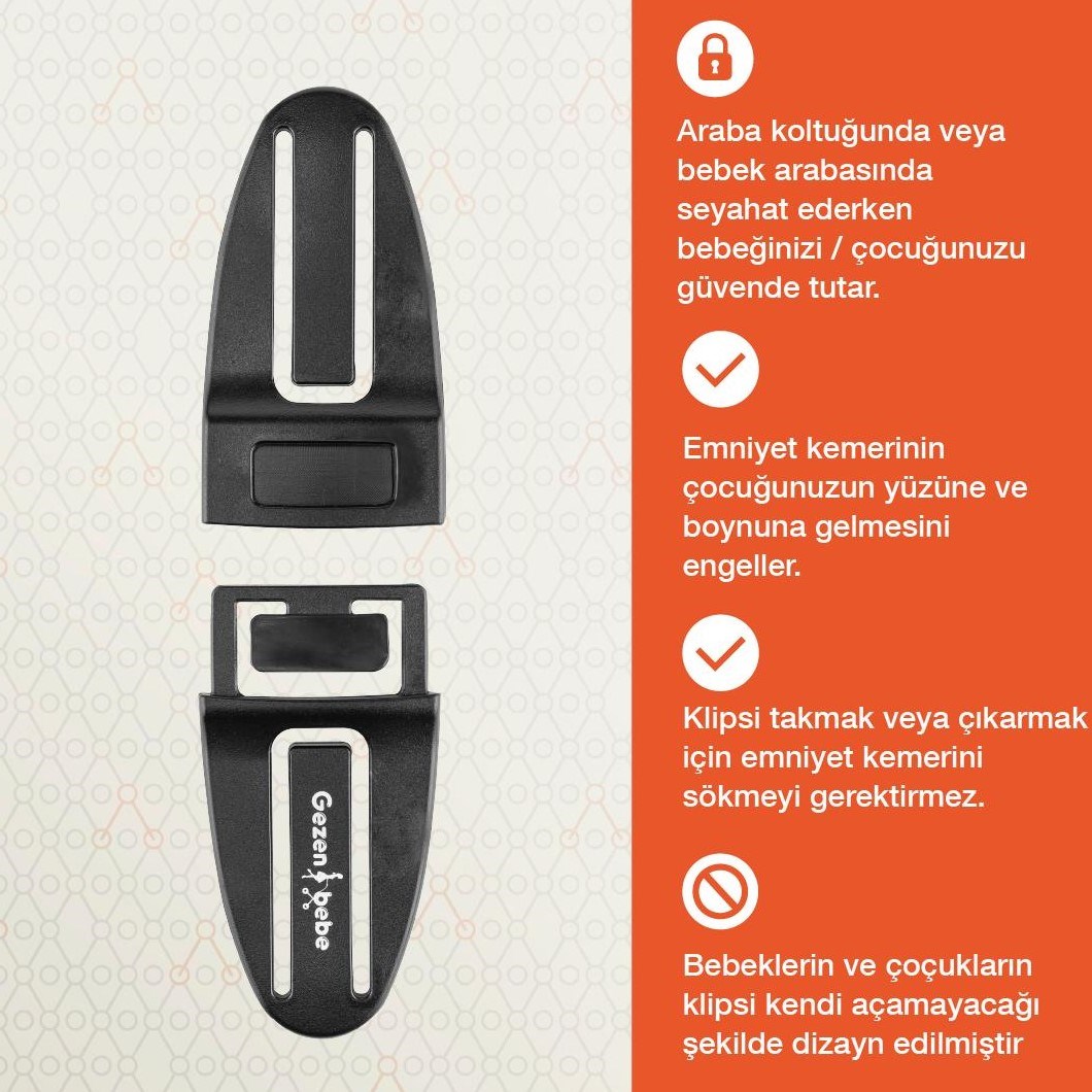 Gezenbebe Bebek Emniyet Kemer Klipsi Black Orjinal