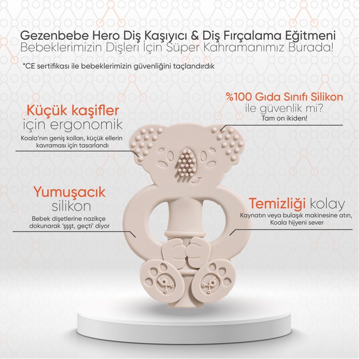 Gezenbebe Hero Diş Kaşıyıcı & Diş Fırçası Eğitmeni  Milk 