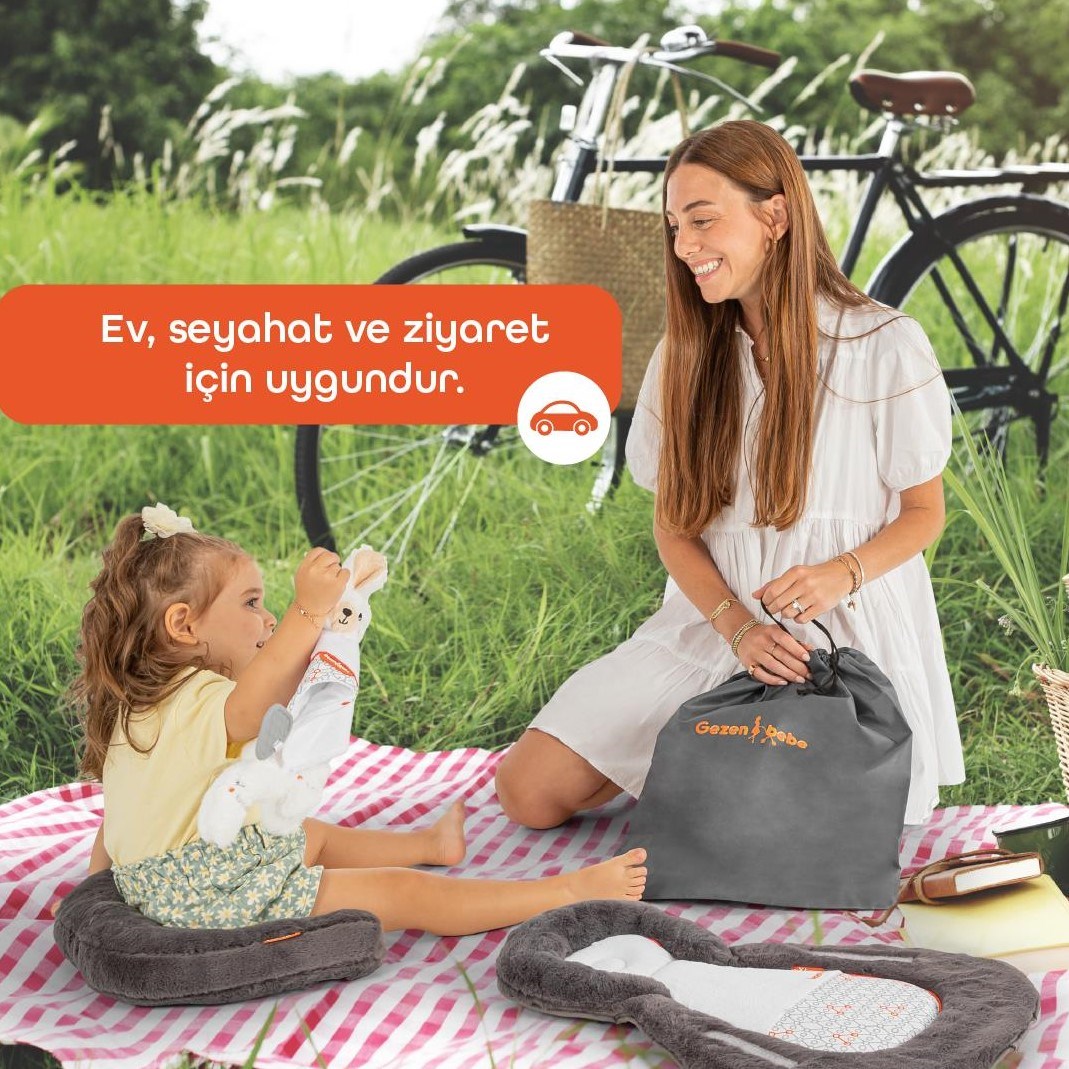 Gezenbebe Homy Taşınabilir Yenidoğan Yatağı Charcoal Orjinal