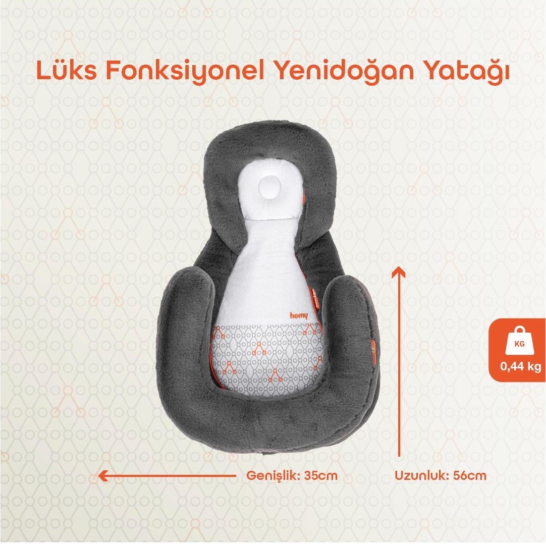 Gezenbebe Homy Taşınabilir Yenidoğan Yatağı Charcoal Orjinal
